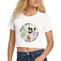 Skeleton Just Wanna Have Rum Summer Beach Party Crop Top