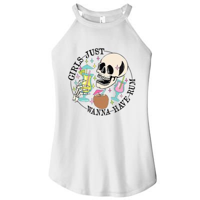 Skeleton Just Wanna Have Rum Summer Beach Party Women's Perfect Tri Rocker Tank