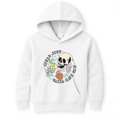 Skeleton Just Wanna Have Rum Summer Beach Party Kids Hoodie
