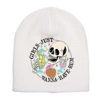 Skeleton Just Wanna Have Rum Summer Beach Party Short Acrylic Beanie