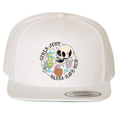 Skeleton Just Wanna Have Rum Summer Beach Party Wool Snapback Cap