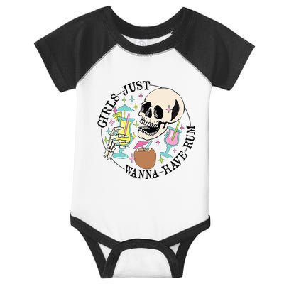 Skeleton Just Wanna Have Rum Summer Beach Party Infant Baby Jersey Bodysuit