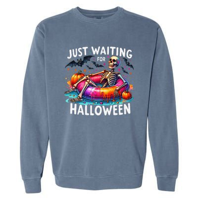 Skeleton Just Waiting For Halloween Garment-Dyed Sweatshirt