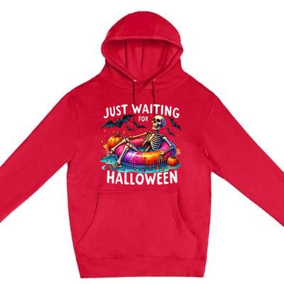 Skeleton Just Waiting For Halloween Premium Pullover Hoodie