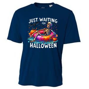 Skeleton Just Waiting For Halloween Cooling Performance Crew T-Shirt