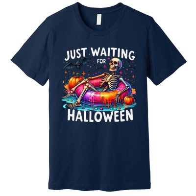 Skeleton Just Waiting For Halloween Premium T-Shirt