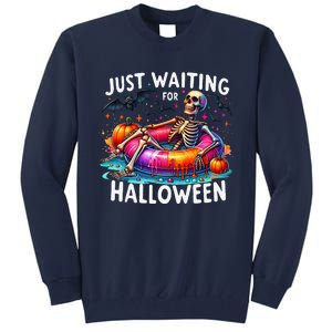 Skeleton Just Waiting For Halloween Tall Sweatshirt