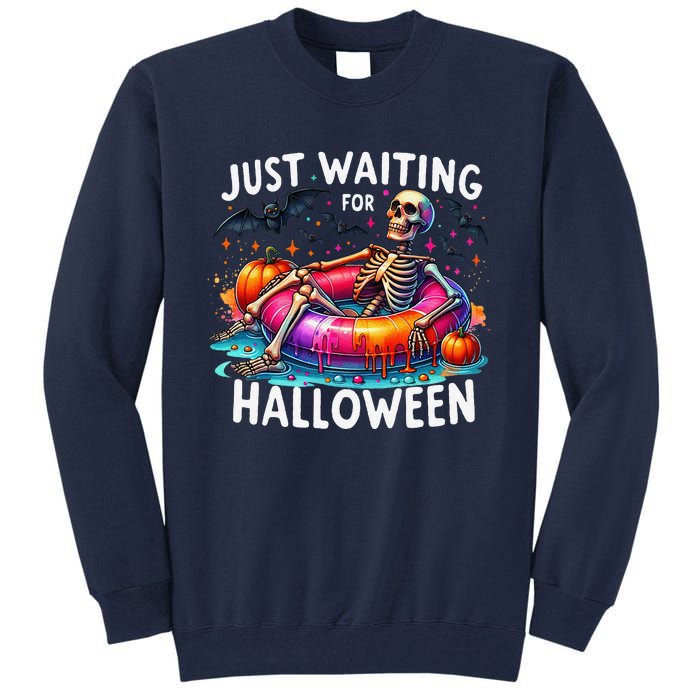 Skeleton Just Waiting For Halloween Tall Sweatshirt