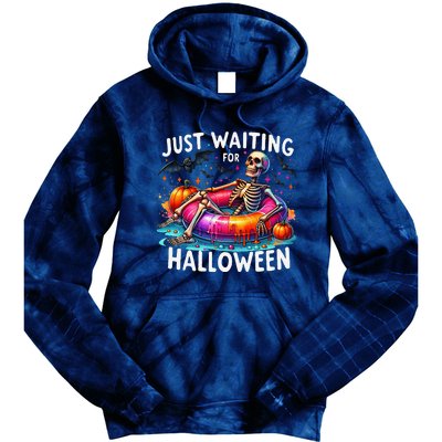 Skeleton Just Waiting For Halloween Tie Dye Hoodie