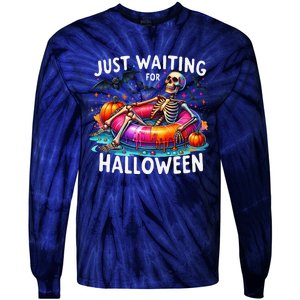 Skeleton Just Waiting For Halloween Tie-Dye Long Sleeve Shirt