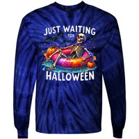 Skeleton Just Waiting For Halloween Tie-Dye Long Sleeve Shirt