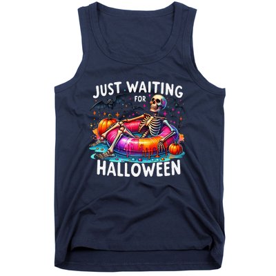 Skeleton Just Waiting For Halloween Tank Top