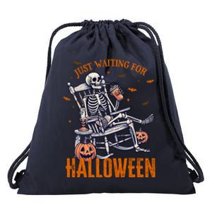 Skeleton Just Waiting For Halloween Meaningful Gift Drawstring Bag