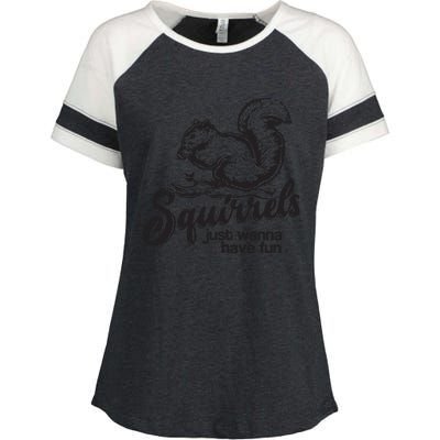 Squirrels Just Wanna Have Fun, Novelty Enza Ladies Jersey Colorblock Tee