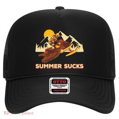 Snowmobile Jetski Xmas Summer Sucks Fun Saying Wintersport Great Gift High Crown Mesh Back Trucker Hat