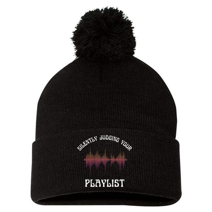 Silently Judging Your Playlist Funny Dj Music Sarcasm Meme Pom Pom 12in Knit Beanie