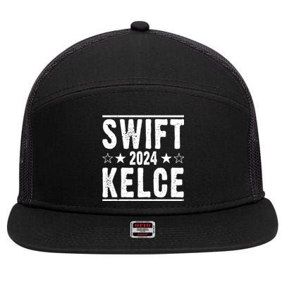 Swift Kelce 2024 Election Funny 7 Panel Mesh Trucker Snapback Hat