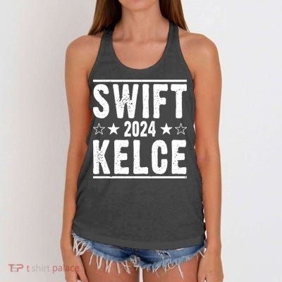 Swift Kelce 2024 Election Funny Women's Knotted Racerback Tank