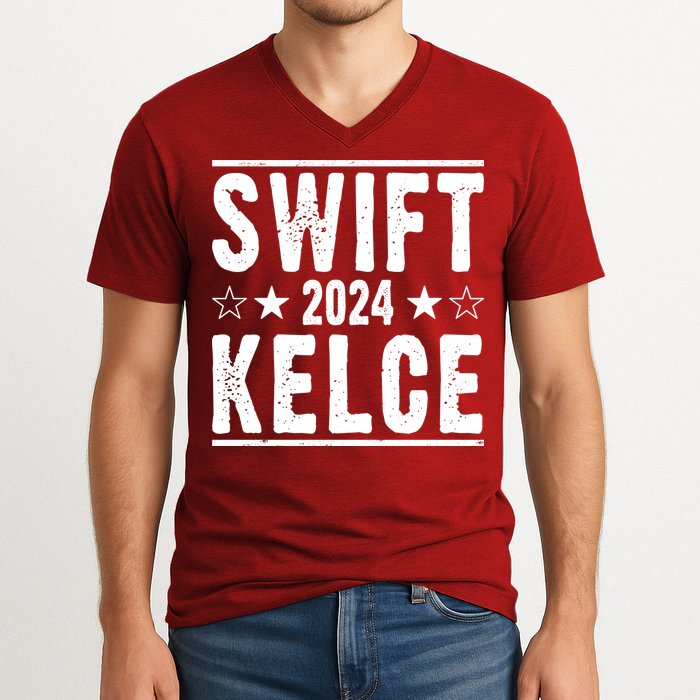 Swift Kelce 2024 Election Funny V-Neck T-Shirt