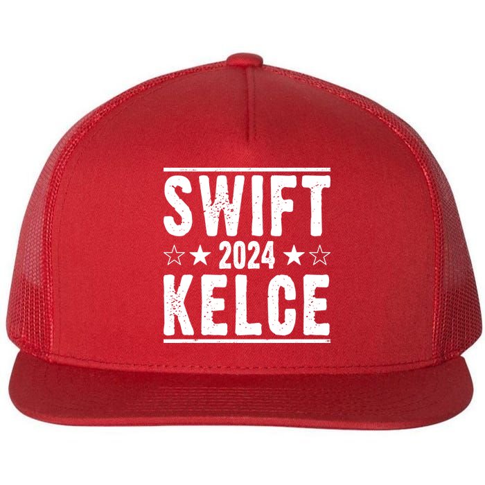 Swift Kelce 2024 Election Funny Flat Bill Trucker Hat