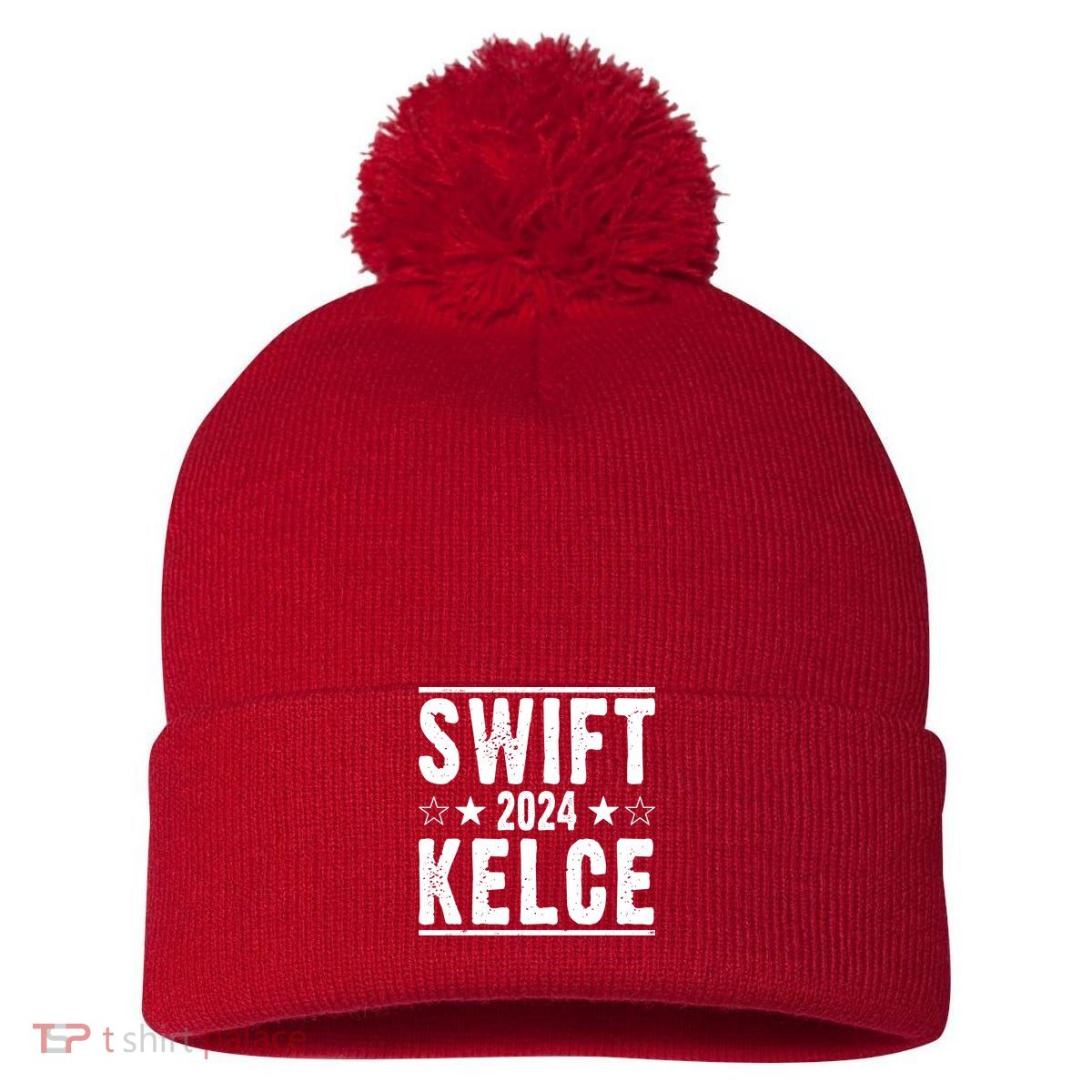 Swift Kelce 2024 Election Funny Pom Pom 12in Knit Beanie