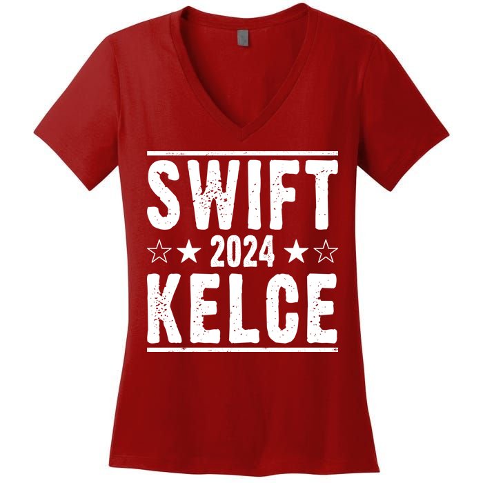 Swift Kelce 2024 Election Funny Women's V-Neck T-Shirt