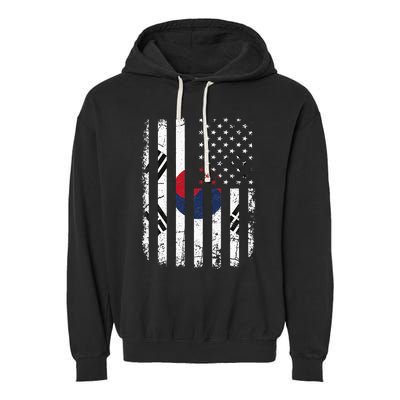 South Korean American Flag South Korea America Pride Garment-Dyed Fleece Hoodie