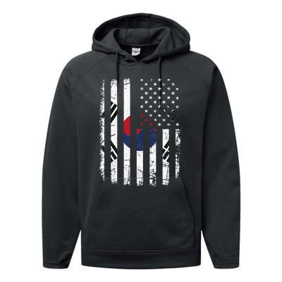 South Korean American Flag South Korea America Pride Performance Fleece Hoodie