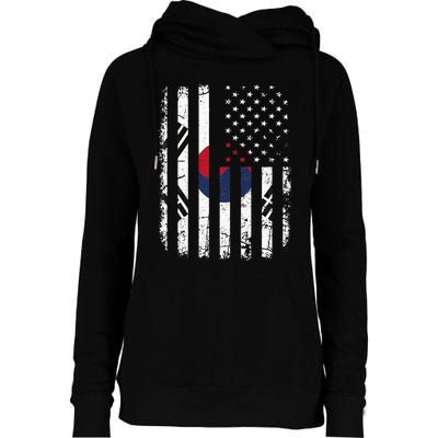 South Korean American Flag South Korea America Pride Womens Funnel Neck Pullover Hood