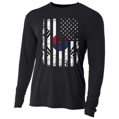 South Korean American Flag South Korea America Pride Cooling Performance Long Sleeve Crew