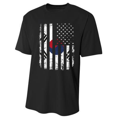 South Korean American Flag South Korea America Pride Performance Sprint T-Shirt