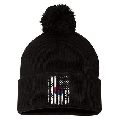 South Korean American Flag South Korea America Pride Pom Pom 12in Knit Beanie