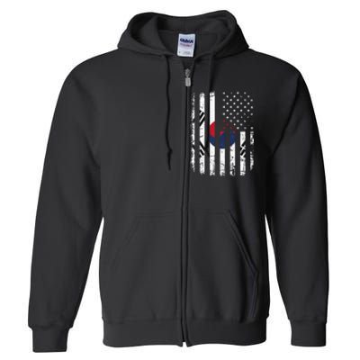 South Korean American Flag South Korea America Pride Full Zip Hoodie