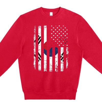 South Korean American Flag South Korea America Pride Premium Crewneck Sweatshirt