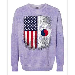 South Korean American Flag Korea Usa America Gift Colorblast Crewneck Sweatshirt