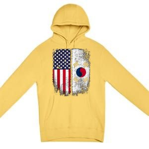 South Korean American Flag Korea Usa America Gift Premium Pullover Hoodie