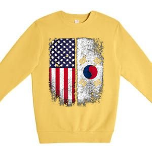 South Korean American Flag Korea Usa America Gift Premium Crewneck Sweatshirt