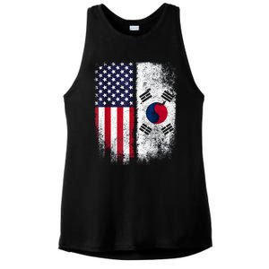 South Korean American Flag Korea Usa America Gift Ladies PosiCharge Tri-Blend Wicking Tank