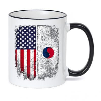 South Korean American Flag Korea Usa America Gift 11oz Black Color Changing Mug