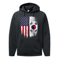 South Korean American Flag Korea Usa America Gift Performance Fleece Hoodie