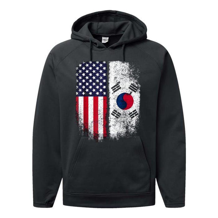 South Korean American Flag Korea Usa America Gift Performance Fleece Hoodie