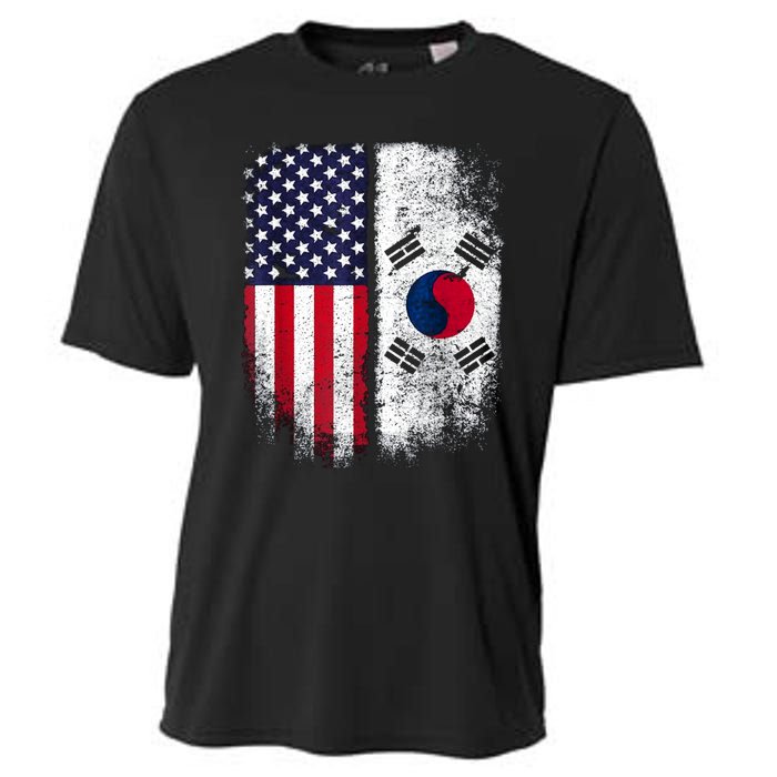 South Korean American Flag Korea Usa America Gift Cooling Performance Crew T-Shirt