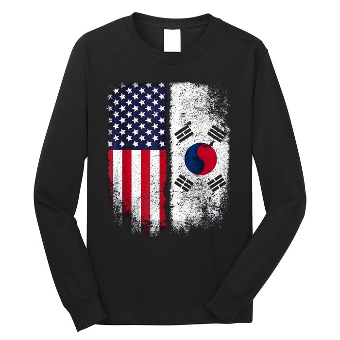 South Korean American Flag Korea Usa America Gift Long Sleeve Shirt