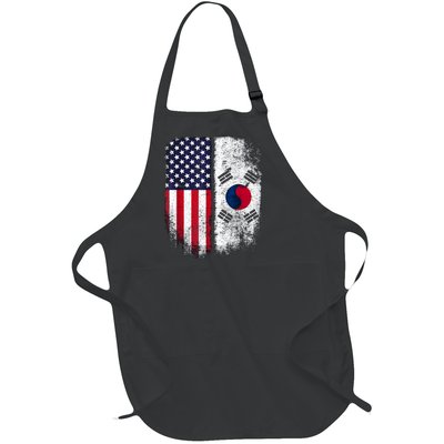 South Korean American Flag Korea Usa America Gift Full-Length Apron With Pockets