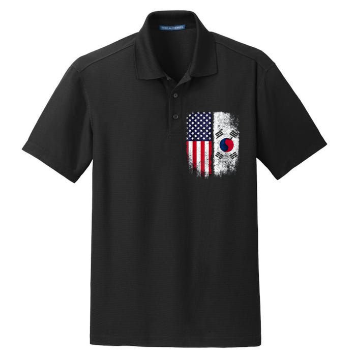 South Korean American Flag Korea Usa America Gift Dry Zone Grid Polo