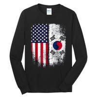 South Korean American Flag Korea Usa America Gift Tall Long Sleeve T-Shirt