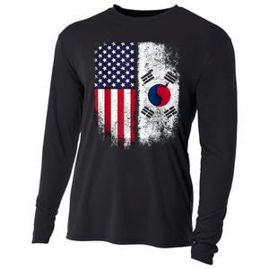 South Korean American Flag Korea Usa America Gift Cooling Performance Long Sleeve Crew