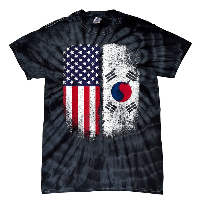 South Korean American Flag Korea Usa America Gift Tie-Dye T-Shirt