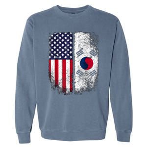 South Korean American Flag Korea Usa America Gift Garment-Dyed Sweatshirt