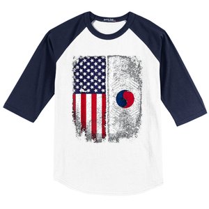 South Korean American Flag Korea Usa America Gift Baseball Sleeve Shirt